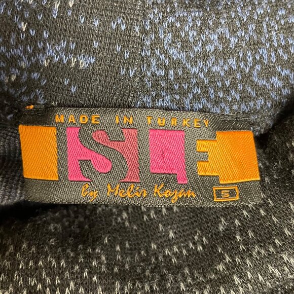 Isle by Melis Kozan Abstract Dot Turtleneck Sweater Dress Black Blue Sz SM - Picture 6 of 6